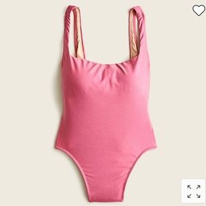 J Crew Shiny square neck one piece in liquid berry, 6